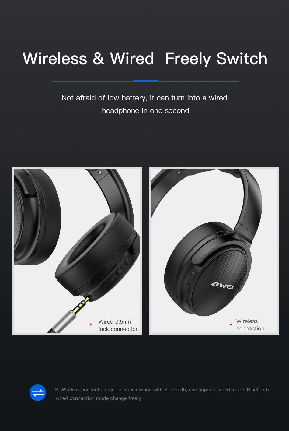 ANC Noise Canceling Wireless Bluetooth Headphones