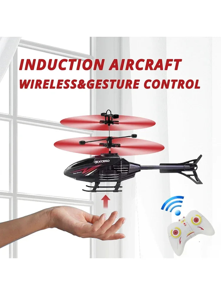 2-Channel Gesture Control Suspension RC Helicopter with LED Lights | Remote Induction Aircraft Toy for Kids