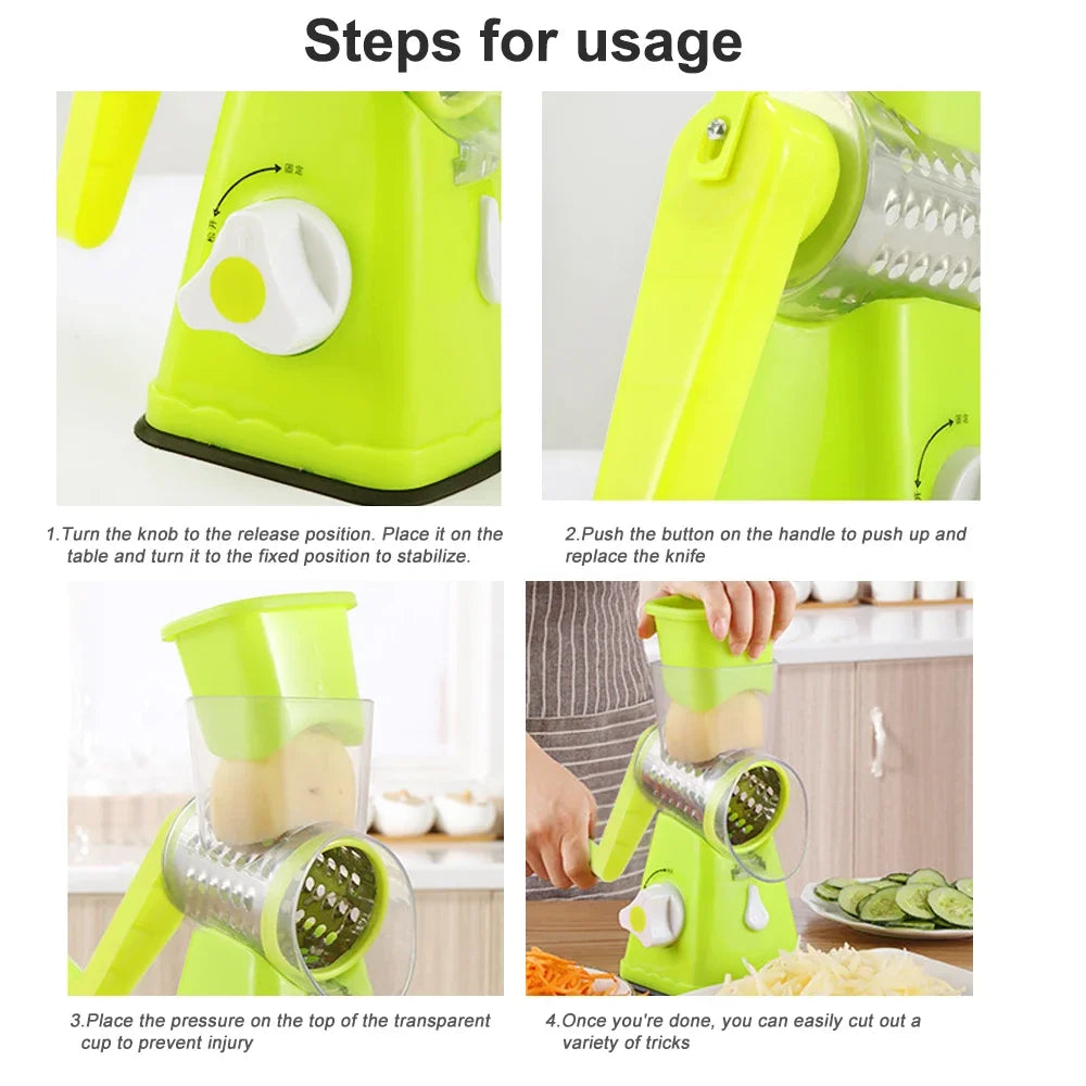 Multifunctional Vegetable Cutter Round Slicer Kitchen Roller Gadgets Tool Chopper Potato Carrot Cheese Shredder Food Processor