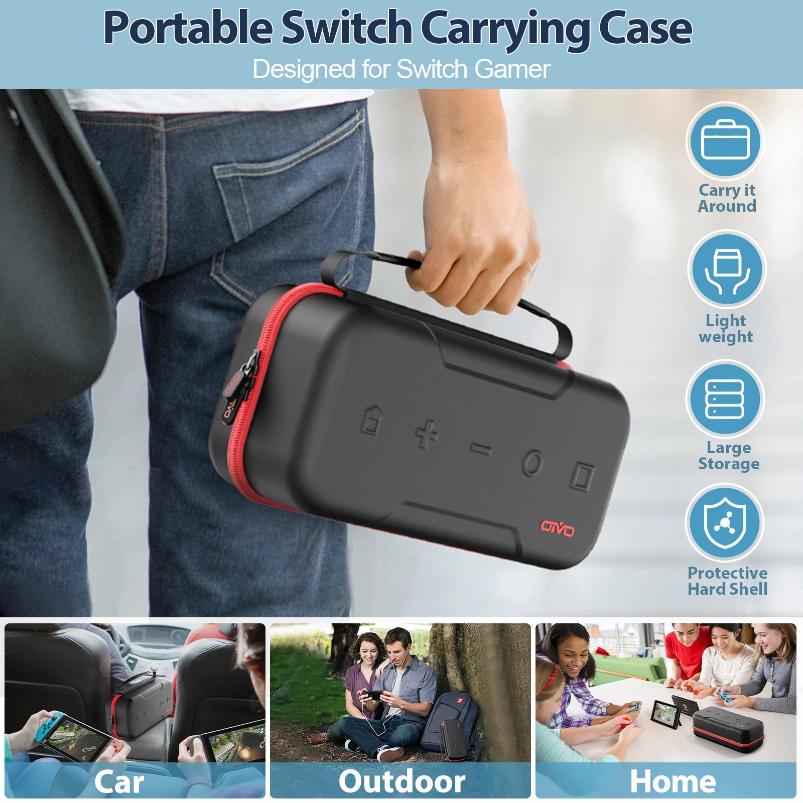 OIVO Large Storage Bag for Nintendo Switch & Switch OLED | Portable, Waterproof, Anti-Scratch Carrying Case for Travel Protection