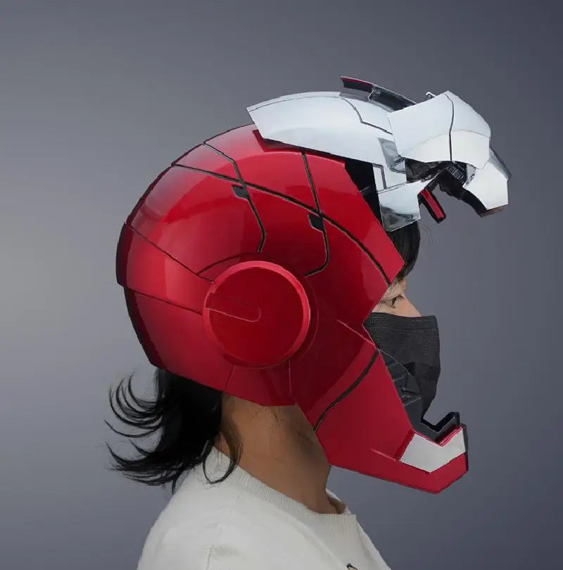 Iron Man Tony Helmet MK5 | 1:1 Wearable Electric Helmet with Multi-Piece Opening, English Voice Control, and LED Lights | Perfect for Cosplay, Collectibles & Gifts