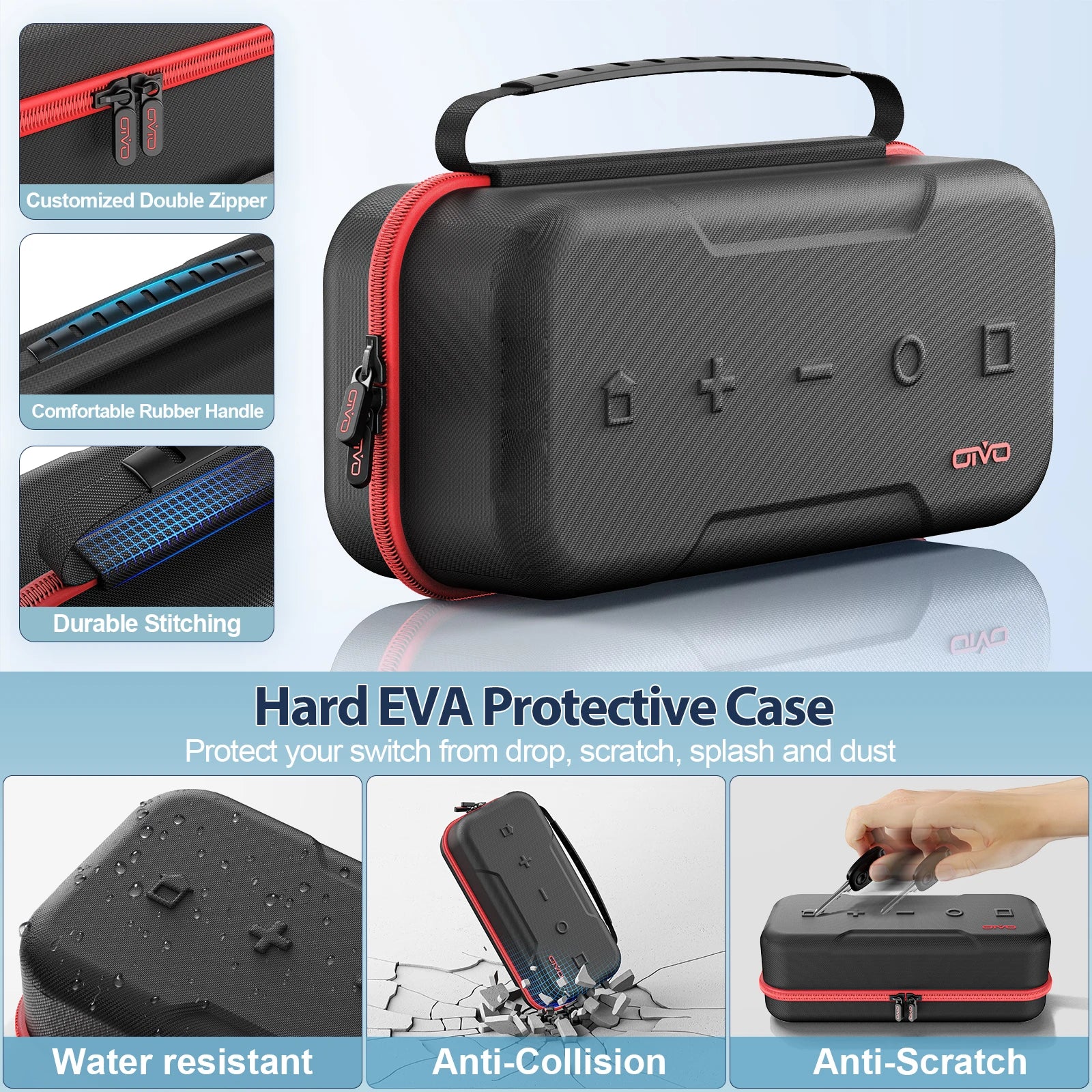 OIVO Large Storage Bag for Nintendo Switch & Switch OLED | Portable, Waterproof, Anti-Scratch Carrying Case for Travel Protection