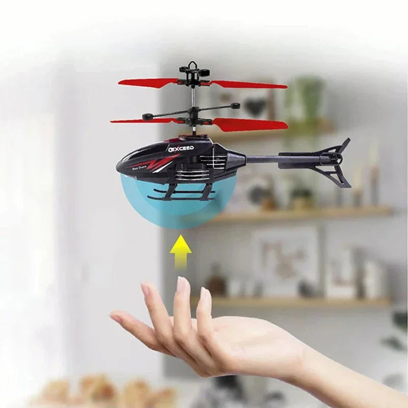 2-Channel Gesture Control Suspension RC Helicopter with LED Lights | Remote Induction Aircraft Toy for Kids