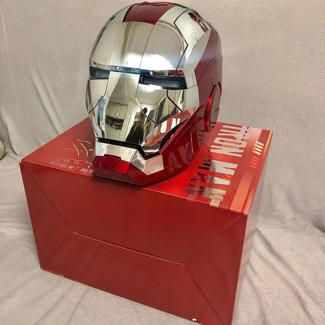 Iron Man Tony Helmet MK5 | 1:1 Wearable Electric Helmet with Multi-Piece Opening, English Voice Control, and LED Lights | Perfect for Cosplay, Collectibles & Gifts